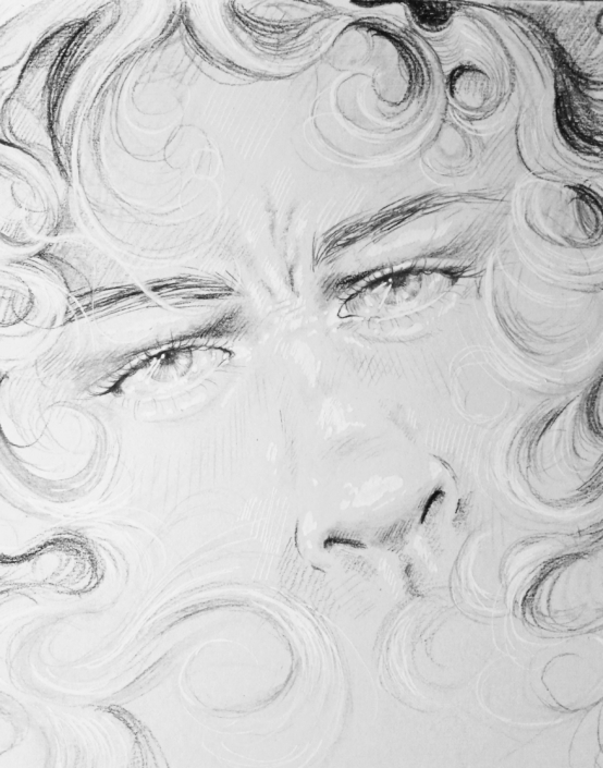 autoritratto frontale matita