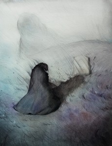 copia illustrazione Rovina Cai a matite colorate e acquerello