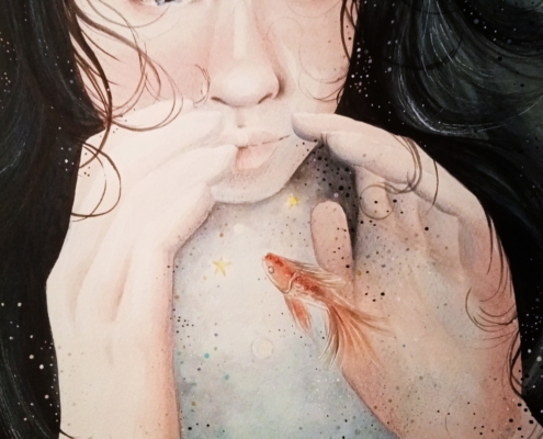 illustrazione acquerello e matite