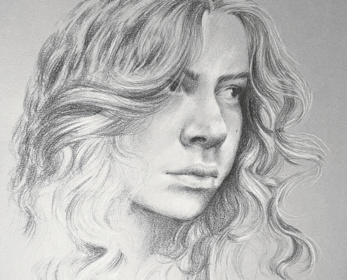 Autoritratto a grafite e matita bianca