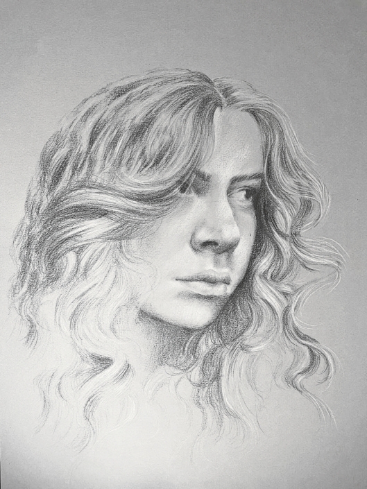 Autoritratto a grafite e matita bianca