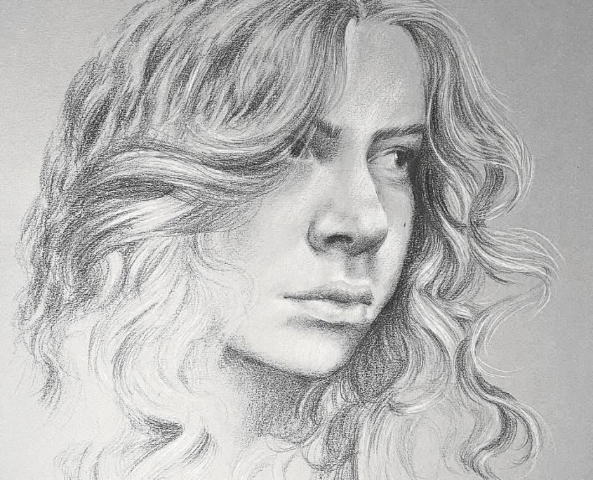 Autoritratto a grafite e matita bianca